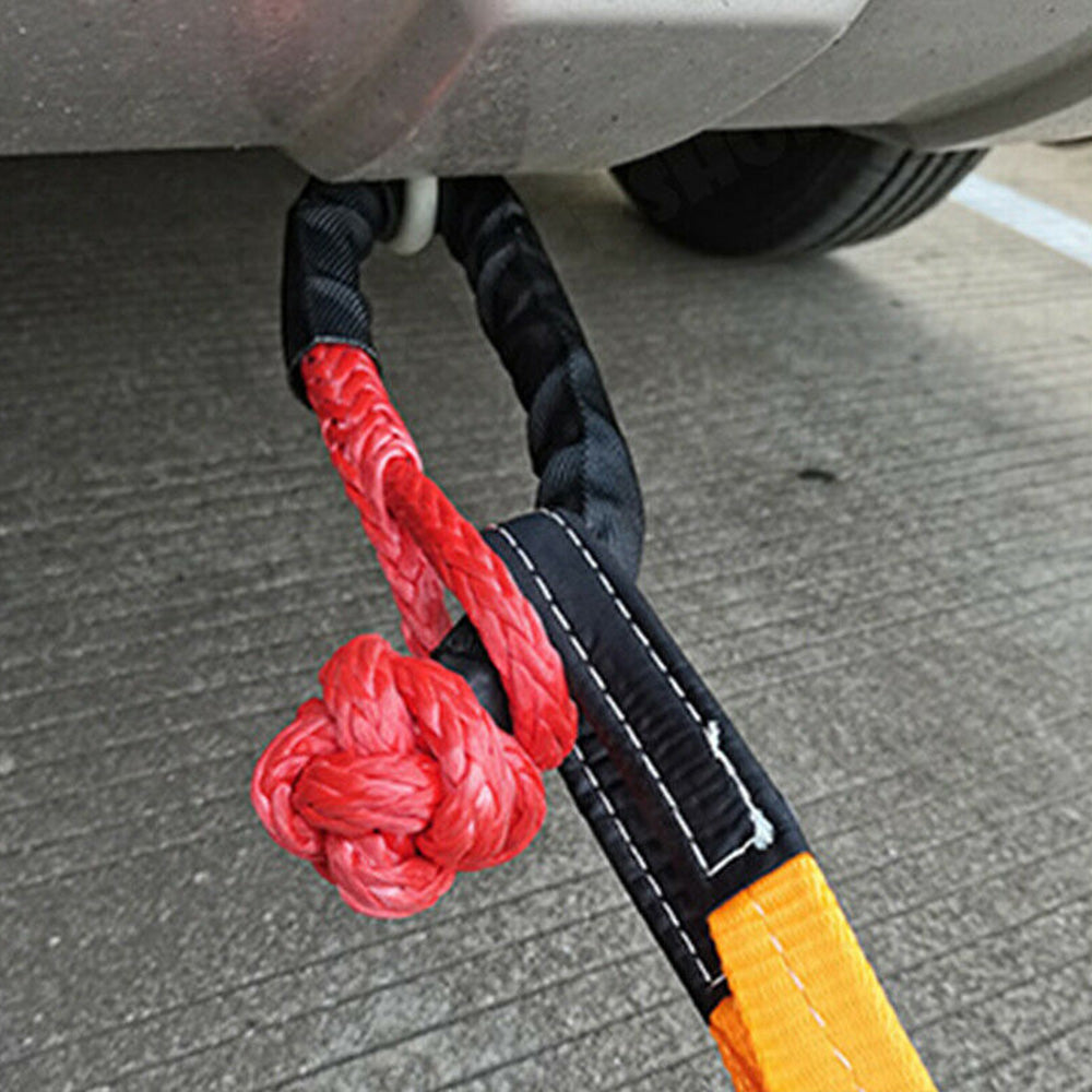 Recovery Pulley Kit Suitable For Winch Ropes 3/8in 1/2in Soft Shackle Red Black-4