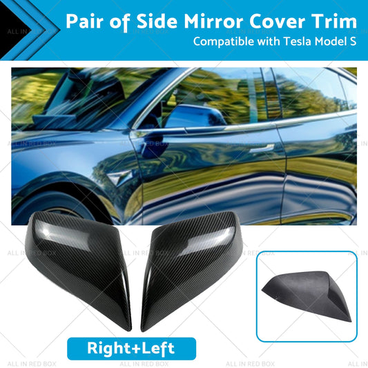 2x Real Carbon Fiber Wing Side Mirror Cover Trim Suitable For Tesla Model S-0