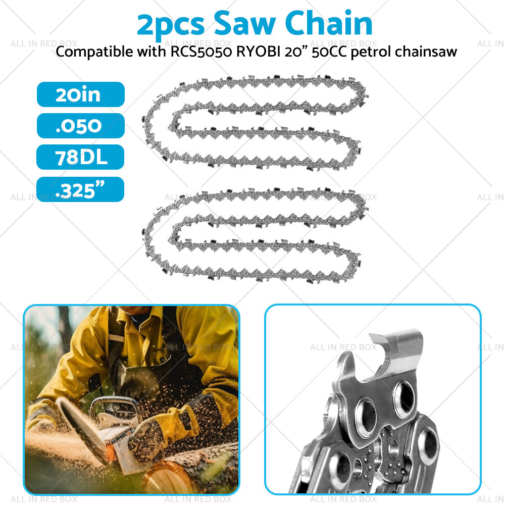 Chainsaw Chain 325 050 78DL Suitable for RCS5050 RYOBI 20inch 50CC Petrol Chainsaw-3