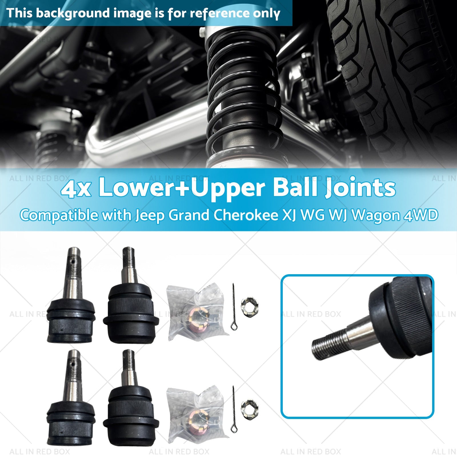 4x LowerUpper Ball Joints Suitable for Jeep Grand Cherokee XJ WG WJ Wagon 4WD-2
