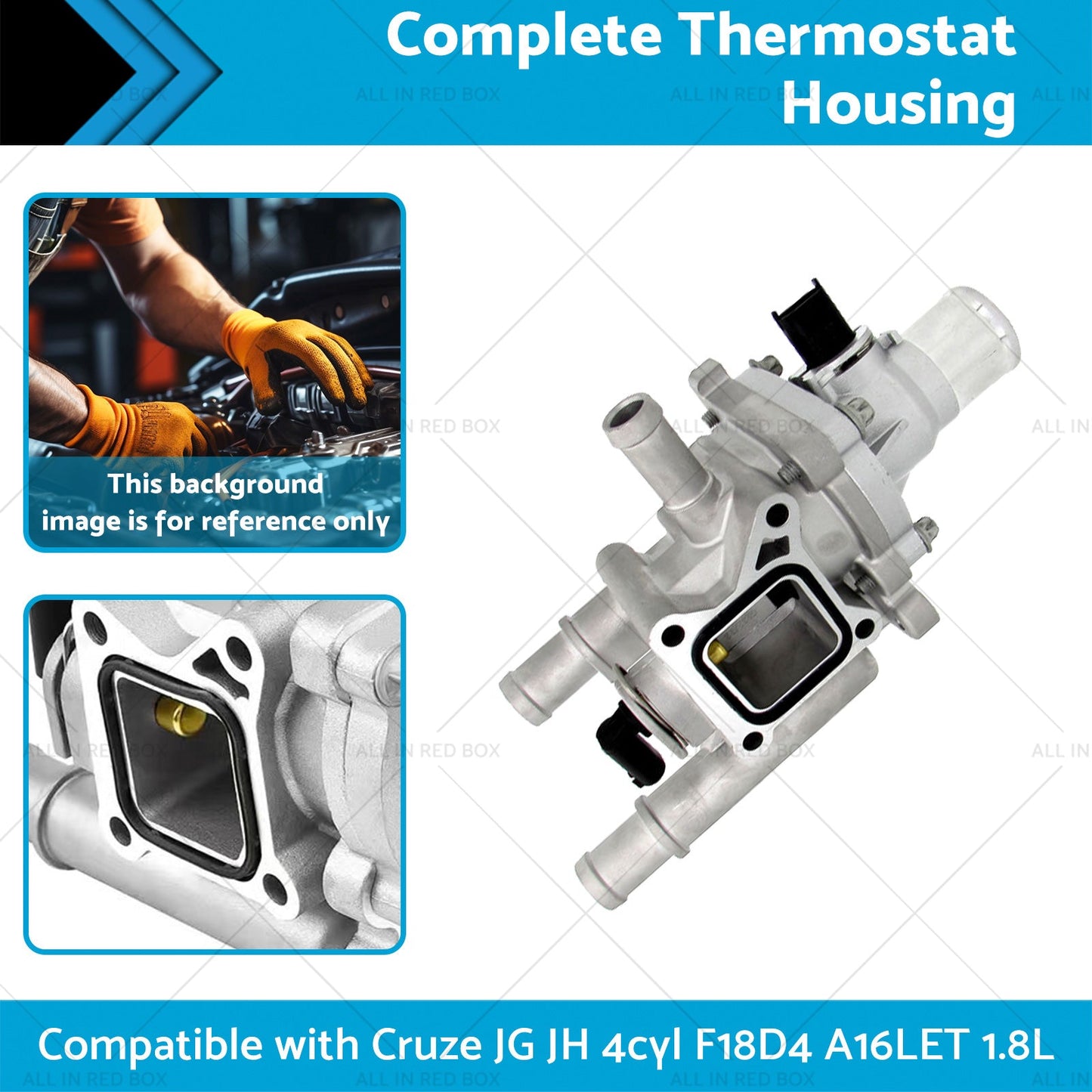 1x Complete Thermostat Housing Suitable for Cruze JG JH 4cyl F18D4 A16LET 1. 8L-1