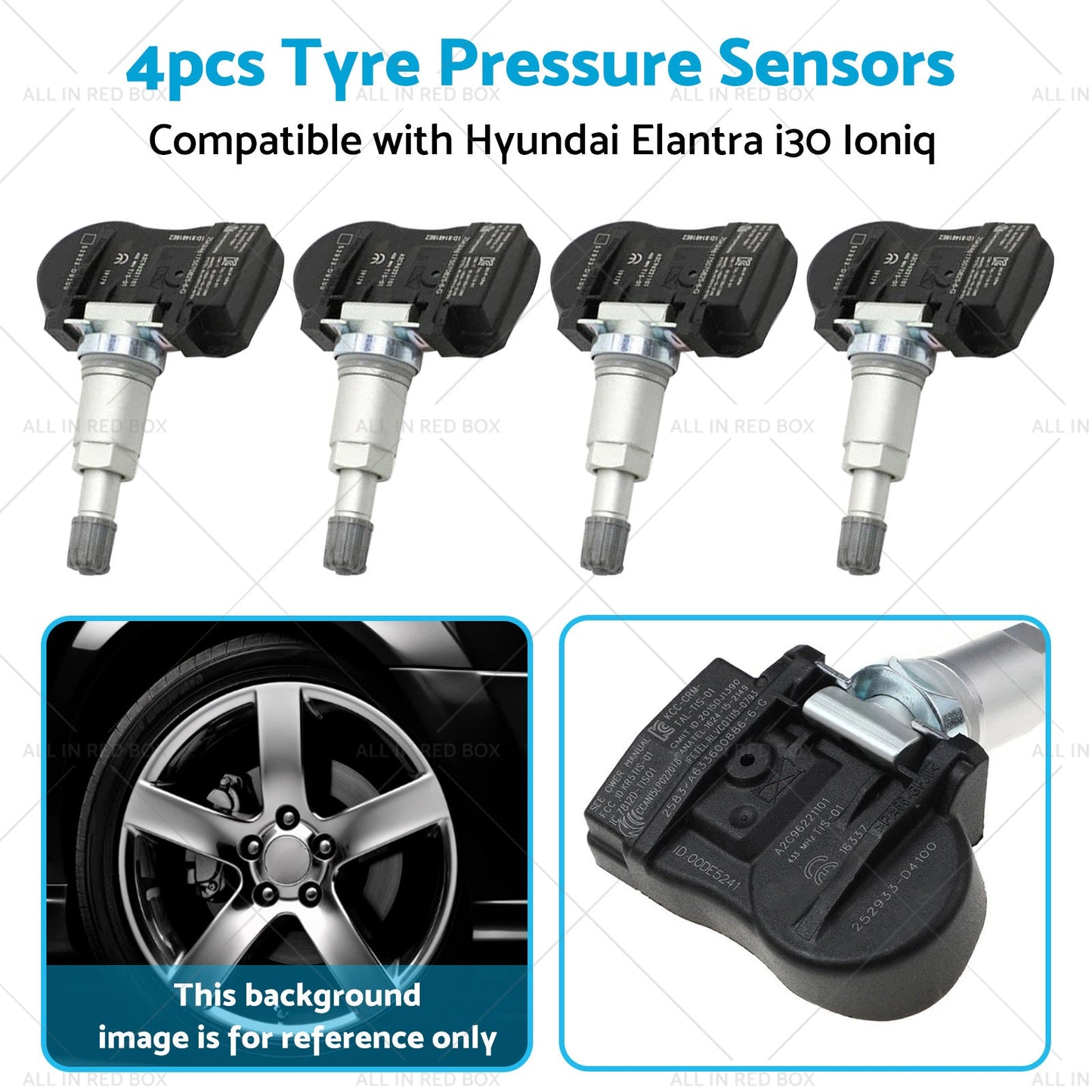 4X TPMS Tyre Pressure Sensors 52933-F2000 Suitable for Hyundai i30 i20N Elantra-4