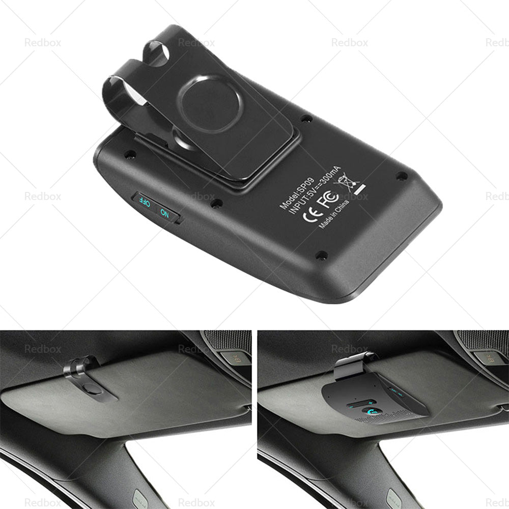 Wireless Car Bluetooth-compatible Handsfree Speaker Phone Sun Visor Clip Black-2