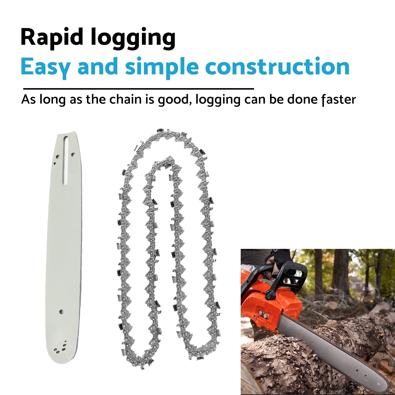 14'' Tungsten Chain & Guide Bar 3/8LP .043 52DL Suitable For Makita EGO 56V-1