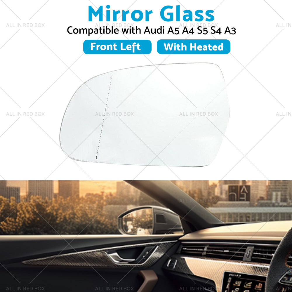 Left Side Mirror Glass with Heated Back Base Suitable for Audi A3 A4 S4 A5 S5-3