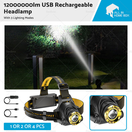 12000000lm USB Rechargeable Headlight Head Torch Lamp Flashlight LED Headlamp-0