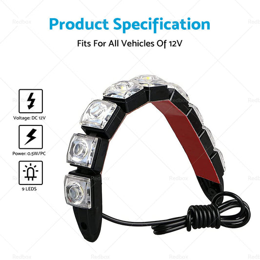 2PCS 9 LED DRL Fog Driving Daylight Daytime Running Light Car Auto Head Lamp-1