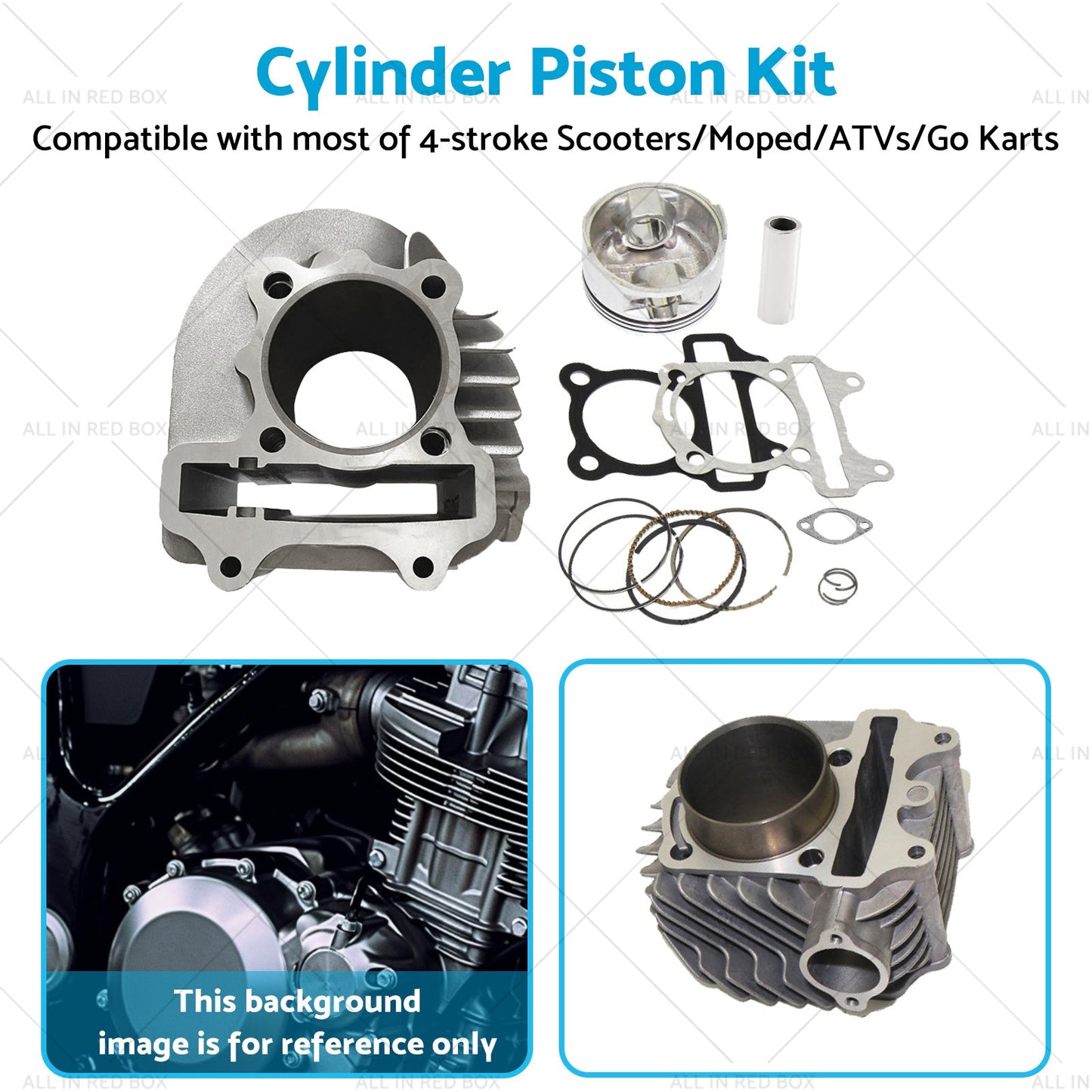 61mm Bore Cylinder Upgrade Kit Piston Gasket Suitable for GY6 172cc 180cc Motor-3