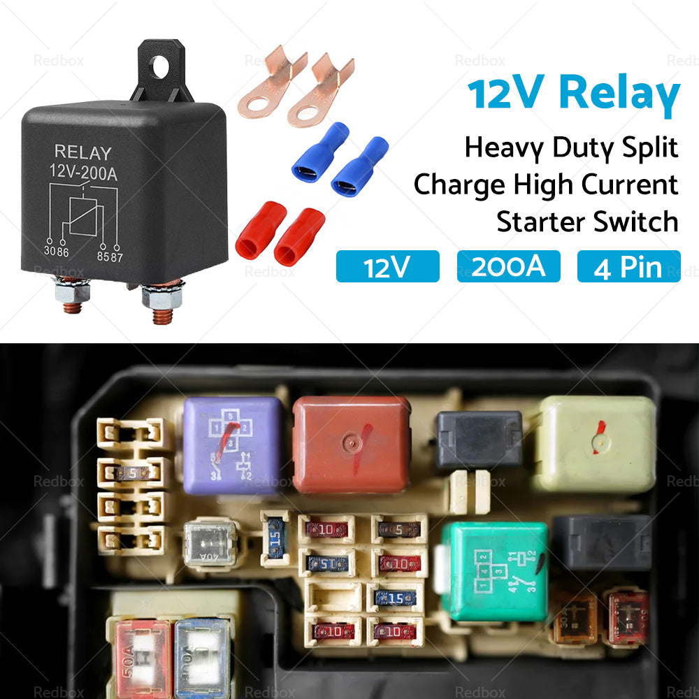 12V DC 200A Car Relay Heavy Duty Split Charge High Current 4Pin Starter Switch-4