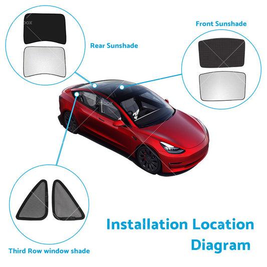 Front Rear Port Sunroof Sun Shades Roof Film Protection for Tesla Model 3 17-21-1