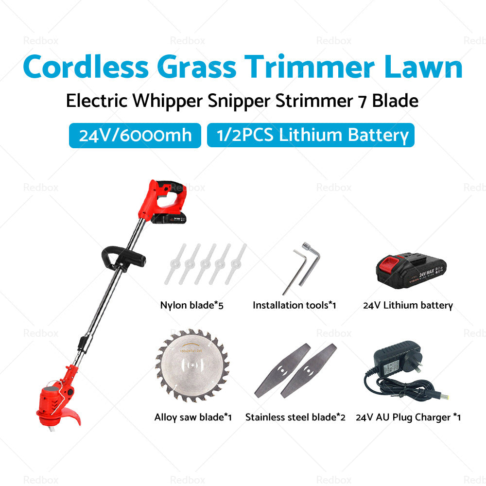 1/2 Battery Cordless Grass Trimmer Lawn Electric Whipper Snipper Strimmer 7Blade-2
