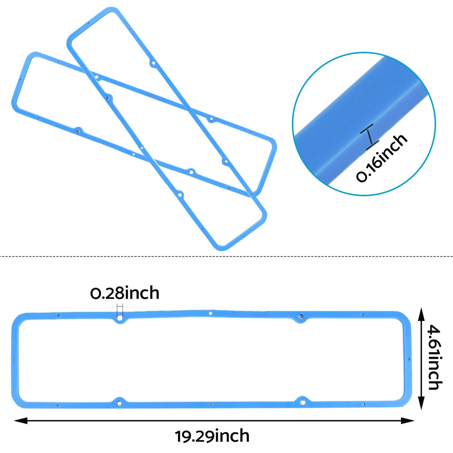 2PCS Valve Cover Rubber Steel Core Gasket Suitable For Chevy SBC 283 305 327 350-3