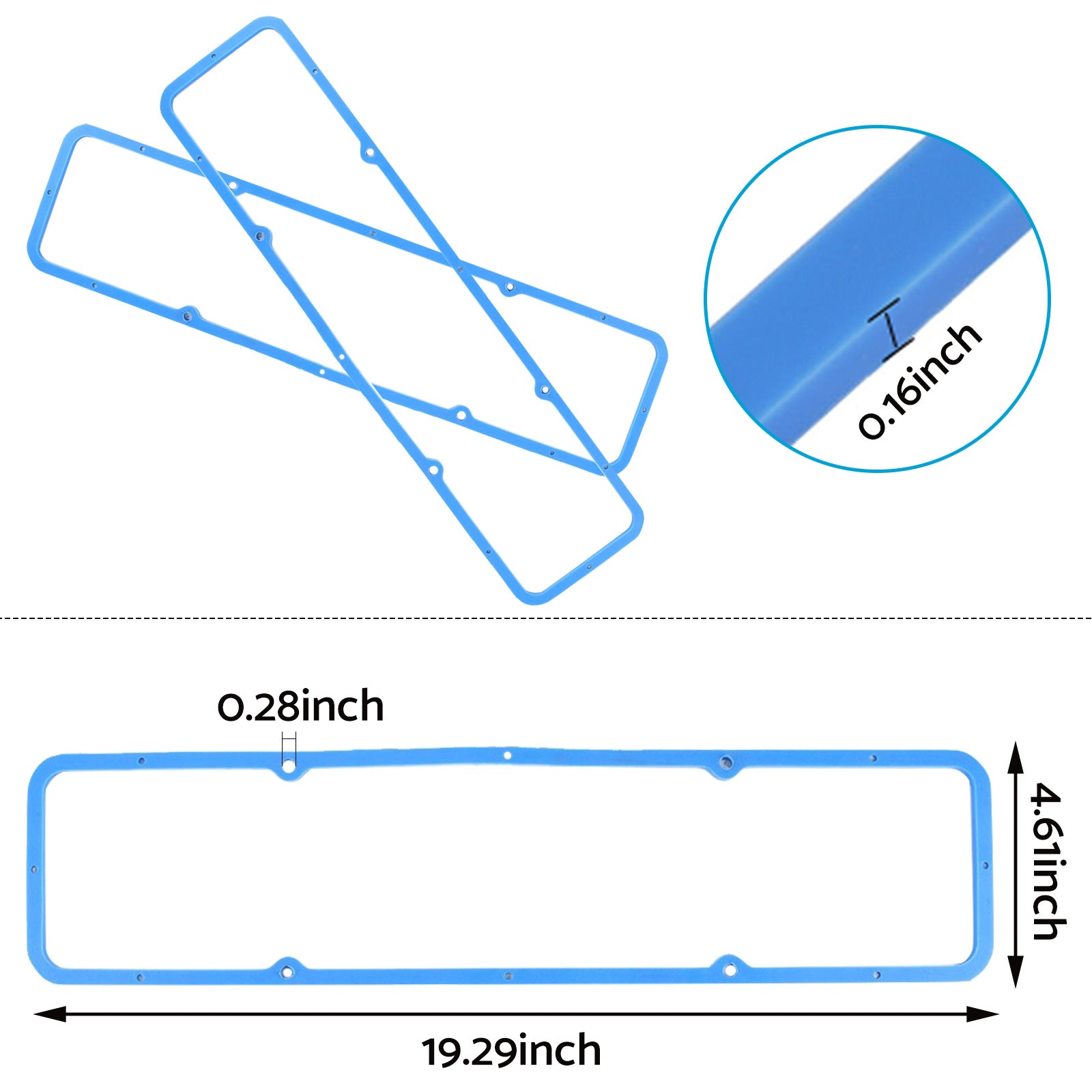 2PCS Valve Cover Rubber Steel Core Gasket Suitable For Chevy SBC 283 305 327 350-3