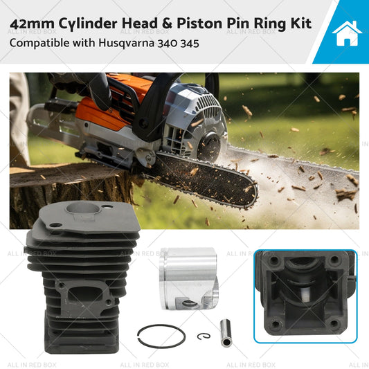 42mm Cylinder Head  and  Piston Pin Ring Kit Suitable for Husqvarna 345 340 Chainsaw-0