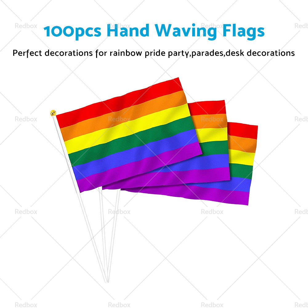 100x Small Rainbow Flag Gay Lesbian LGBT 14 x 21 cm Pride Mini Flags Hand Waving-4