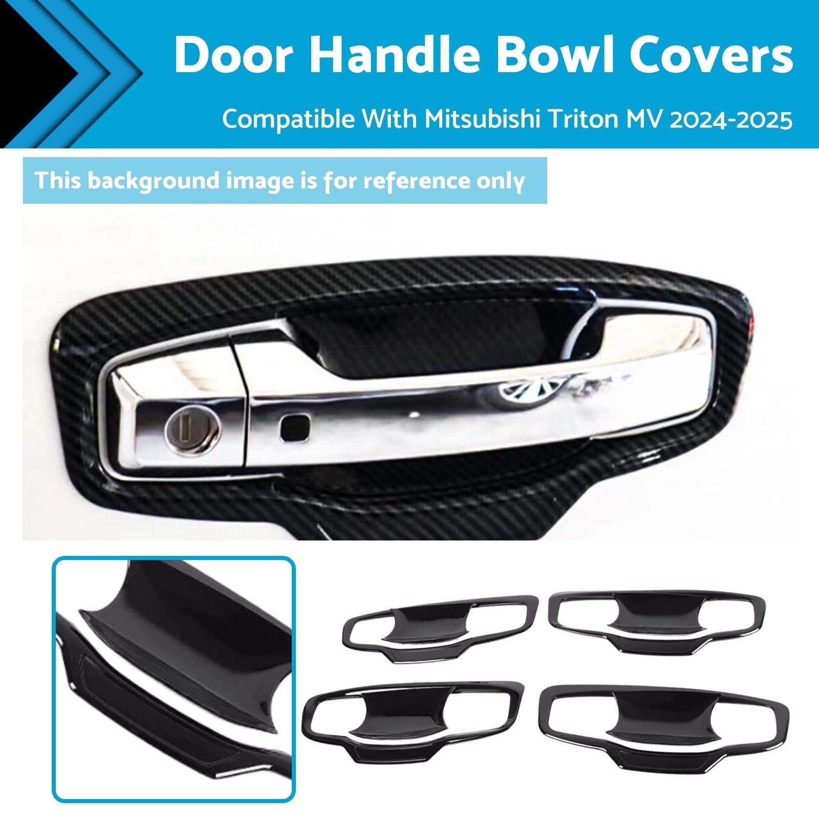 Door Handle Bowl Cover Trim Gloss Black Suitable For Mitsubishi Triton MV 2024+-0