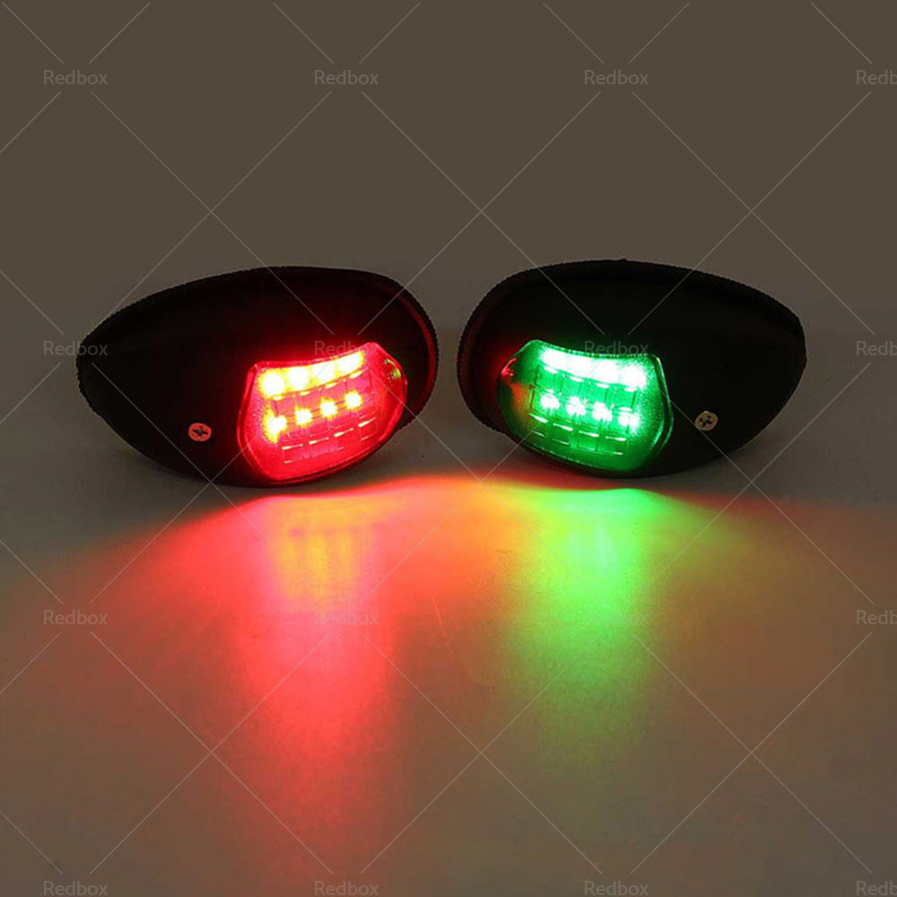 Pair Red  and  Green 8LED Navigation Lights Marine Bow Light Lamp for Boat Pontoon-4