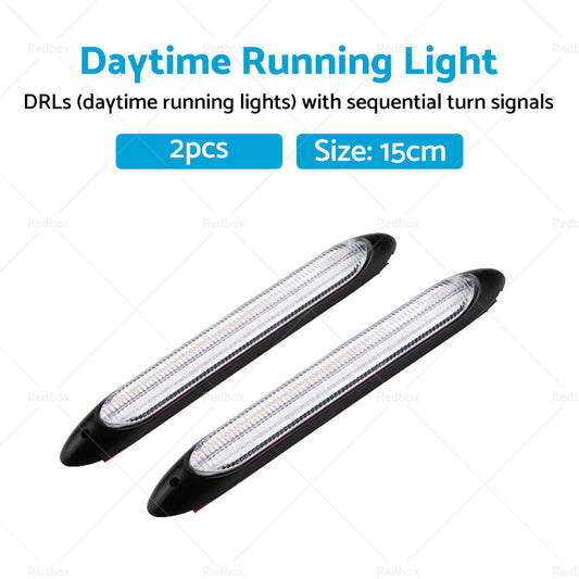 2x 15cm DRL LED Strip Lights Daytime Running Sequential Turn Signal Lamp-1