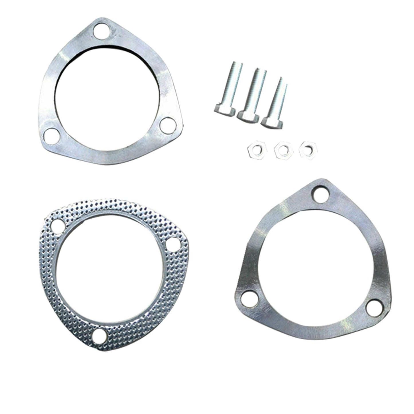 Universal Exhaust Flange Plate Set Stainless Steel 76mm - 3" 111mm 9mm-1
