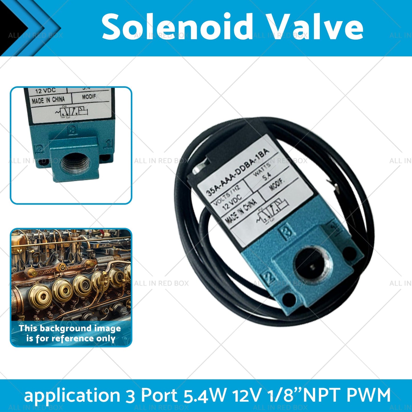 35A-AAA-DDBA-1BA Solenoid Valve application 3 Port 5. 4W 12V 1 or 8''NPT PWM-1