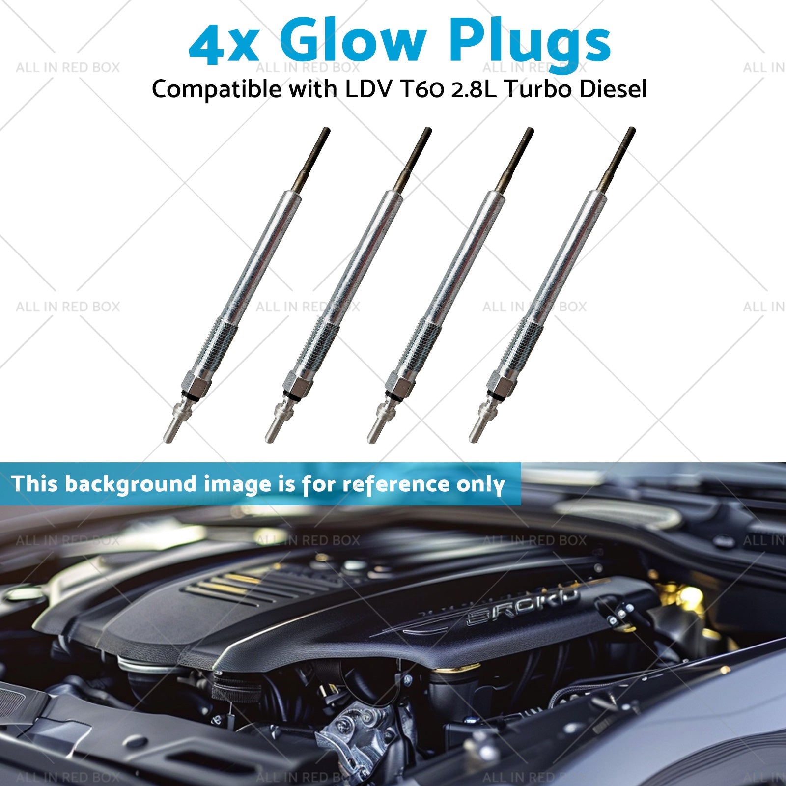 4x Glow Plugs Suitable for LDV T60 Turbo Diesel 2017 on 2. 8L-4