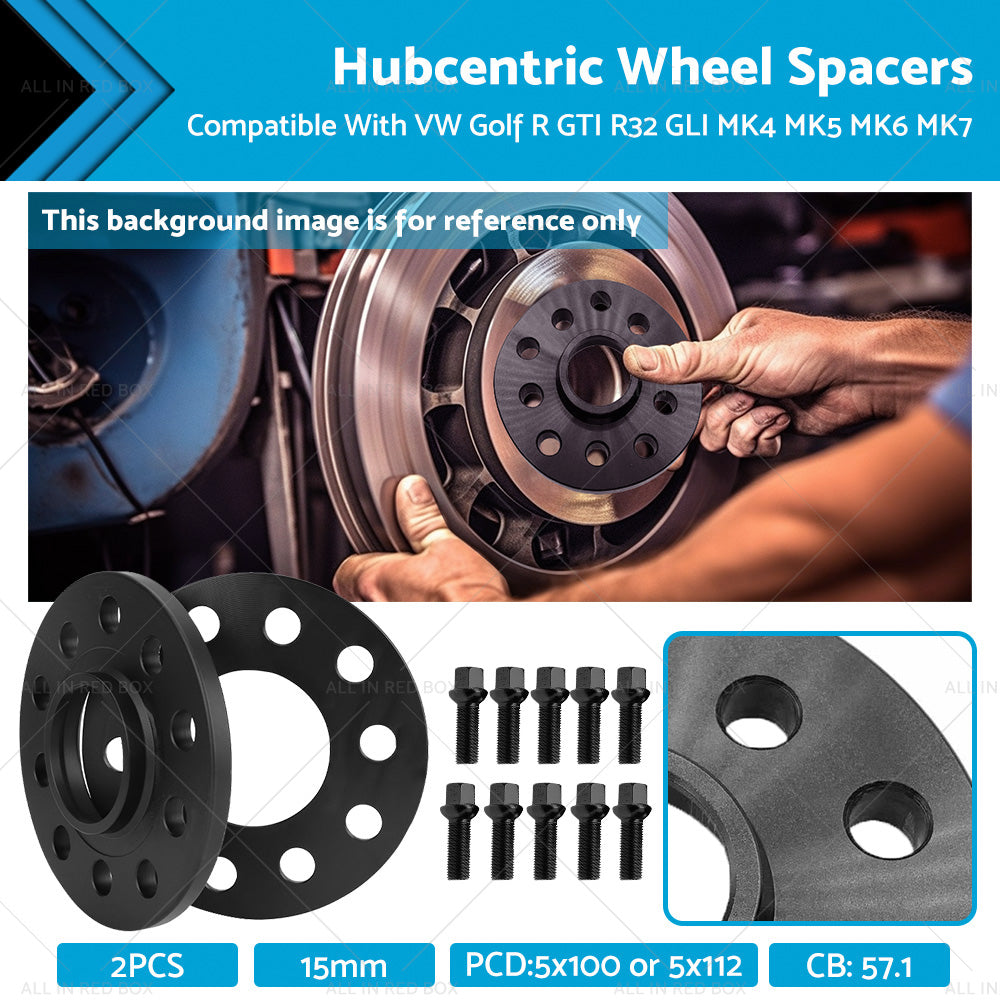 2X 15mmh Hubcentric Wheel Spacers 5x112 Suitable For VW Golf GTI R R32 MK4-MK7-0