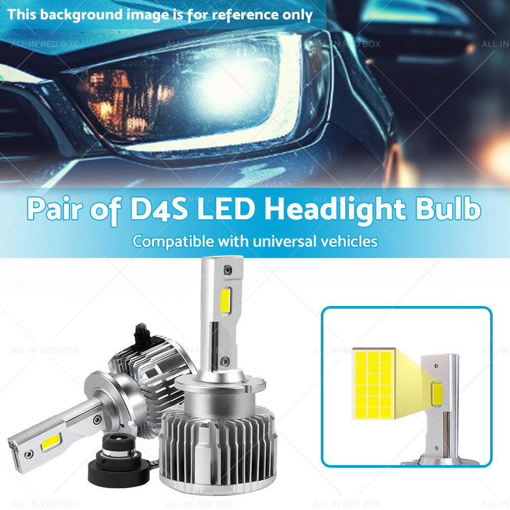 2PCS D4S LED Headlight Bulb Replace HID Xenon White 90W 6000K Conversion Kit-2