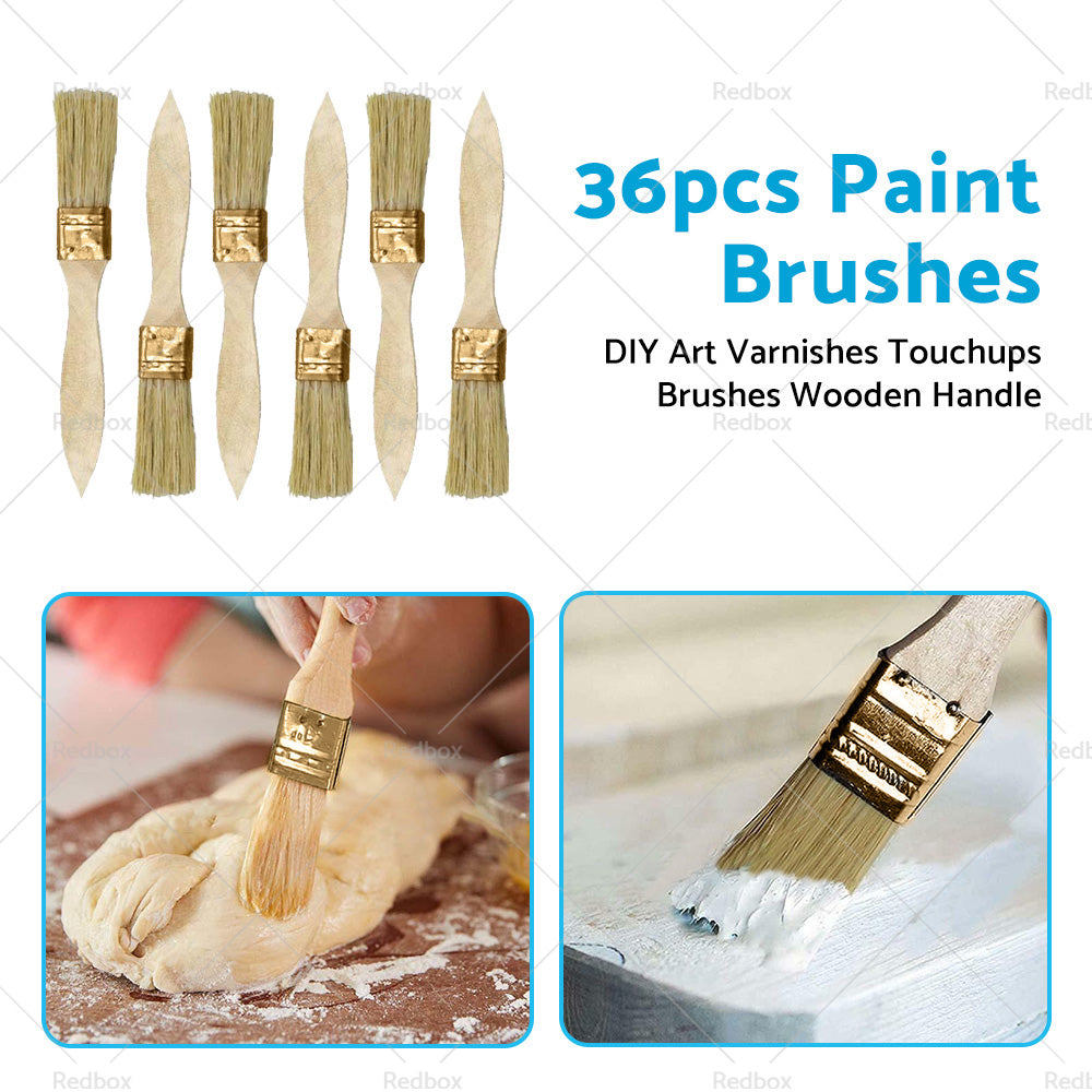 36PCS 1inch Chip Paint Brush DIY Art Varnishes Touchups Brushes Wooden Handle 1inch-3