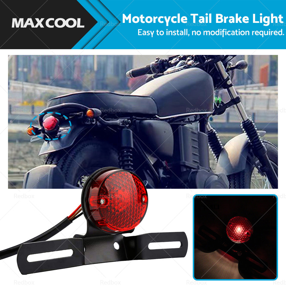 Motorcycle Tail Brake Light Number License Bulb Retro Rear Stop Lamp Universal-0