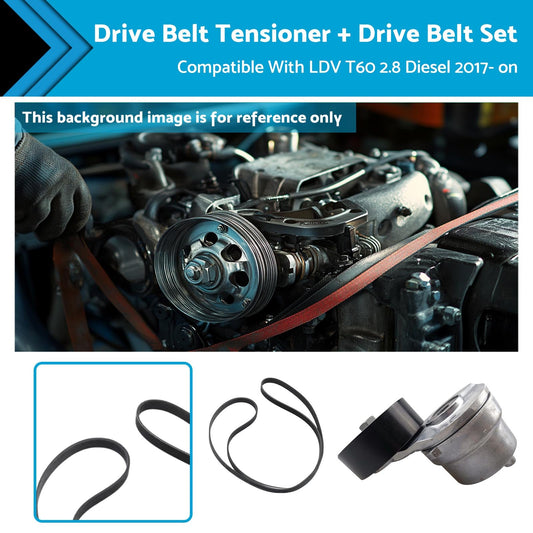 Drive Belt Tensioner + Drive Belt Set Suitable For LDV T60 2.8 Diesel 2017- on-0