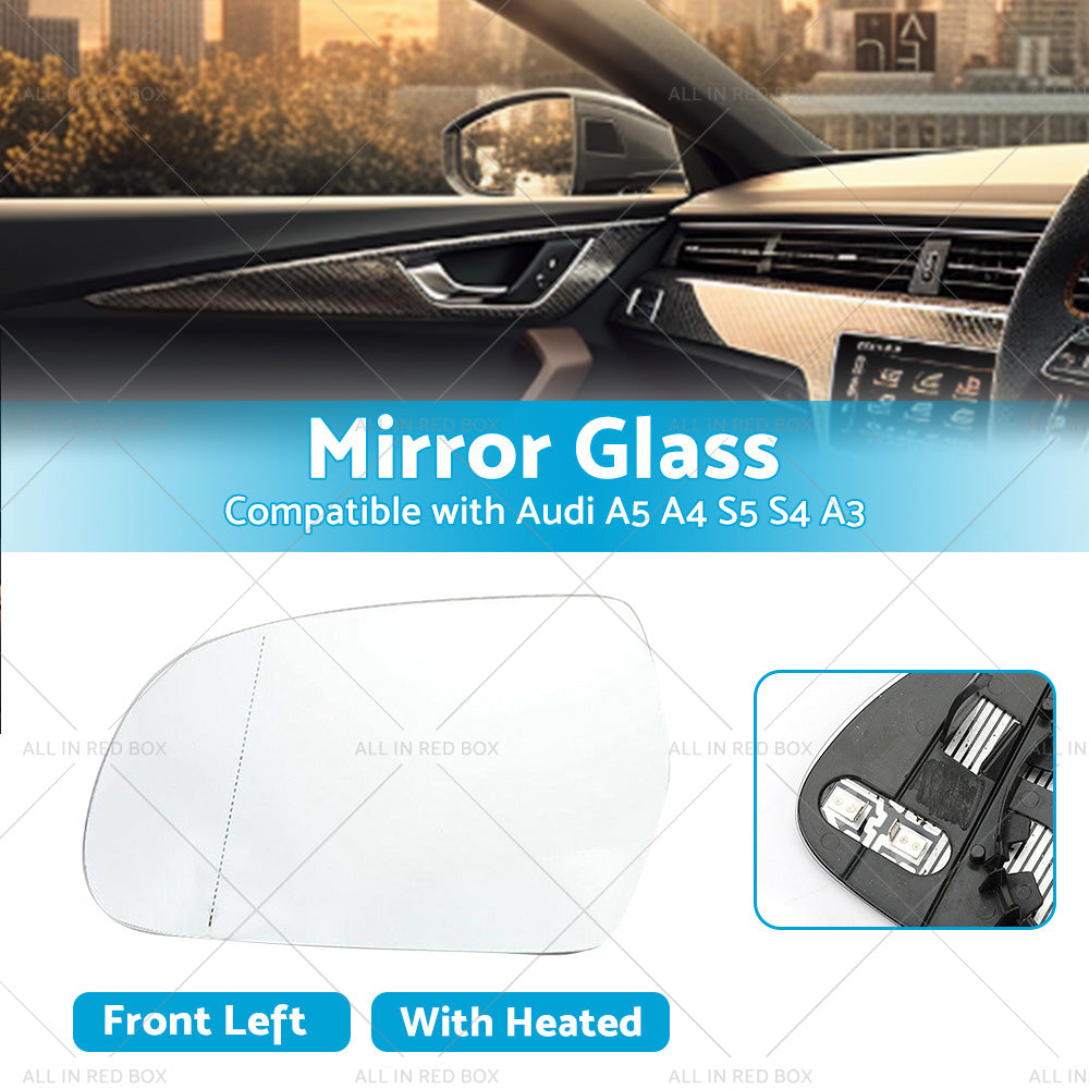 Left Side Mirror Glass with Heated Back Base Suitable for Audi A3 A4 S4 A5 S5-2