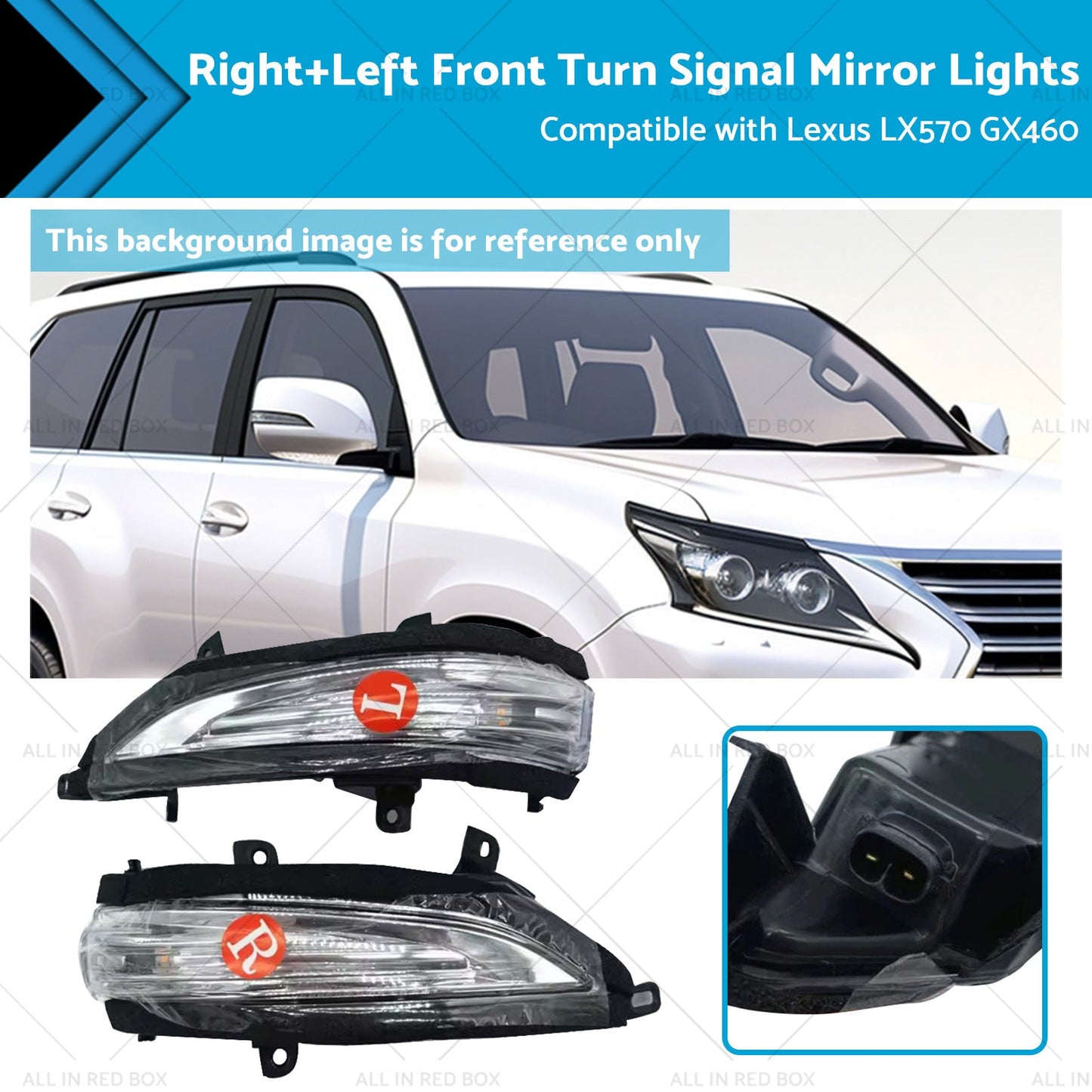 RightLeft Front Turn Signal Mirror Lights Suitable for Lexus 13-20 GX460 LX570-0