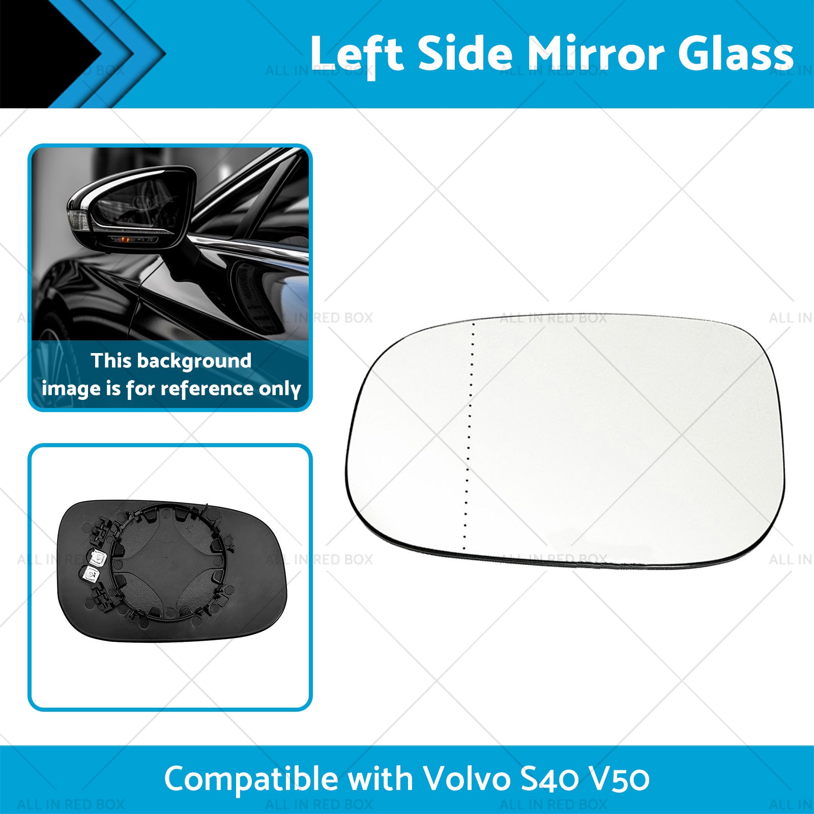 Left Side Mirror Glass Suitable for Volvo S40 M V50 T5 04-12 Large Blinker Type?-1