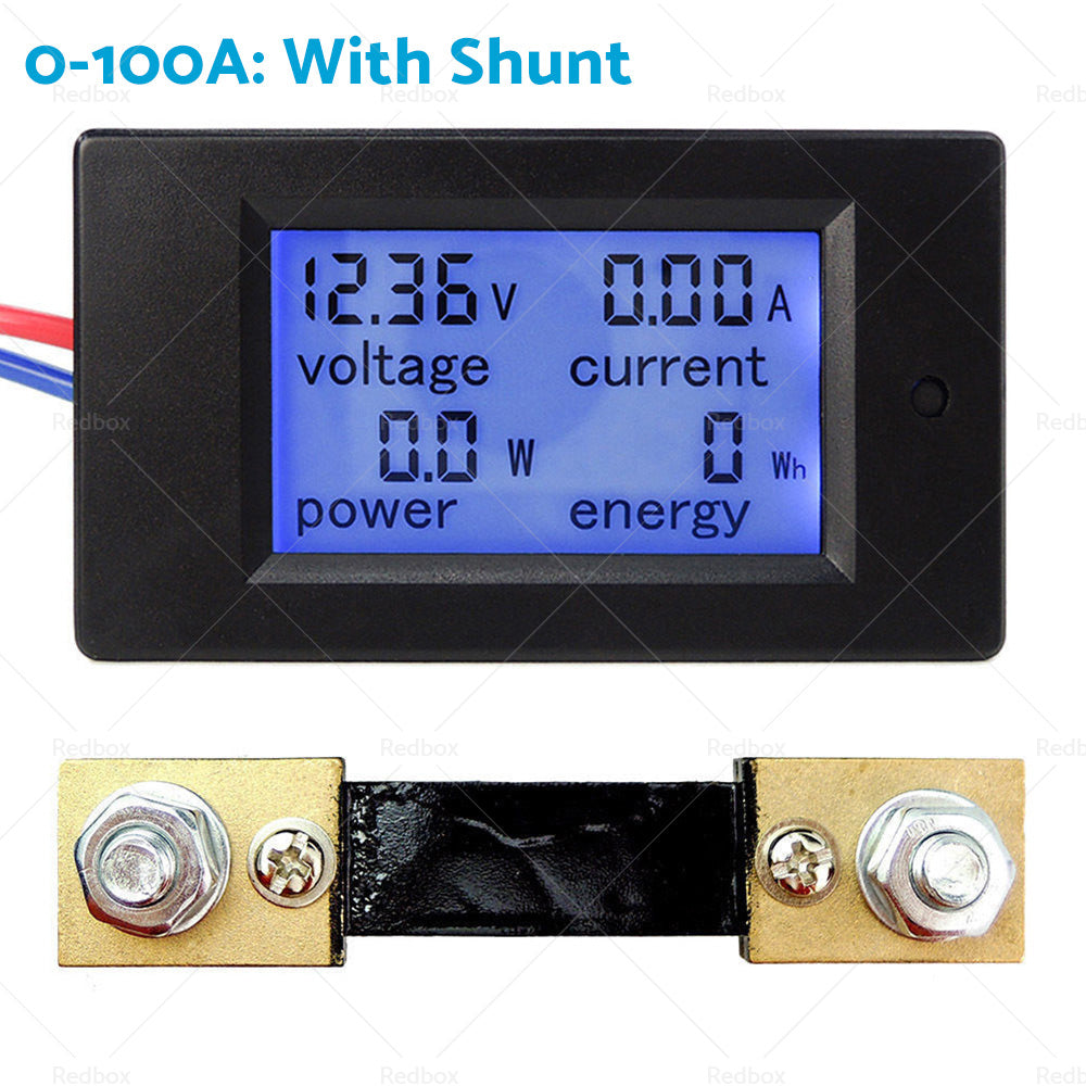 DC 6. 5~100V 20-50-100A LCD Digital Combo Panel Display Volt Amp Power Watt Meter-7