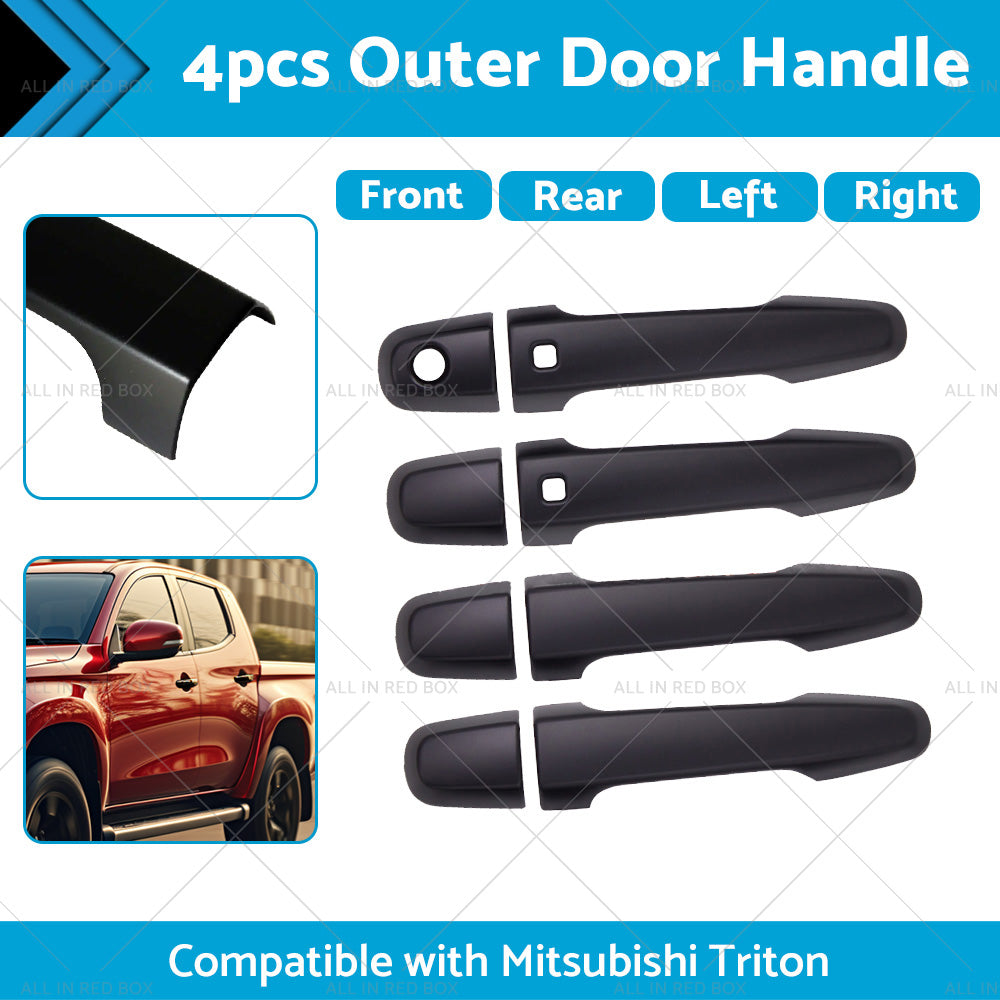 4PCS Matt Black Door Handle Cover Suitable For Mitsubishi Triton MQ MR 2015-2021-1