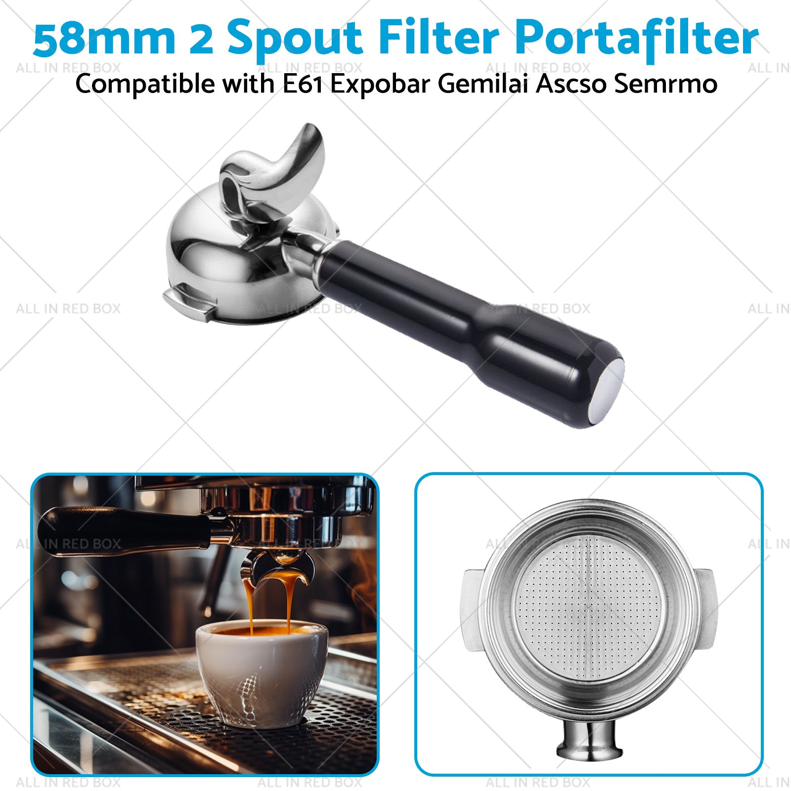 58MM 2 Spout Filter Portafilter Suitable For E61 Expobar Gemilai Coffee Machine-2