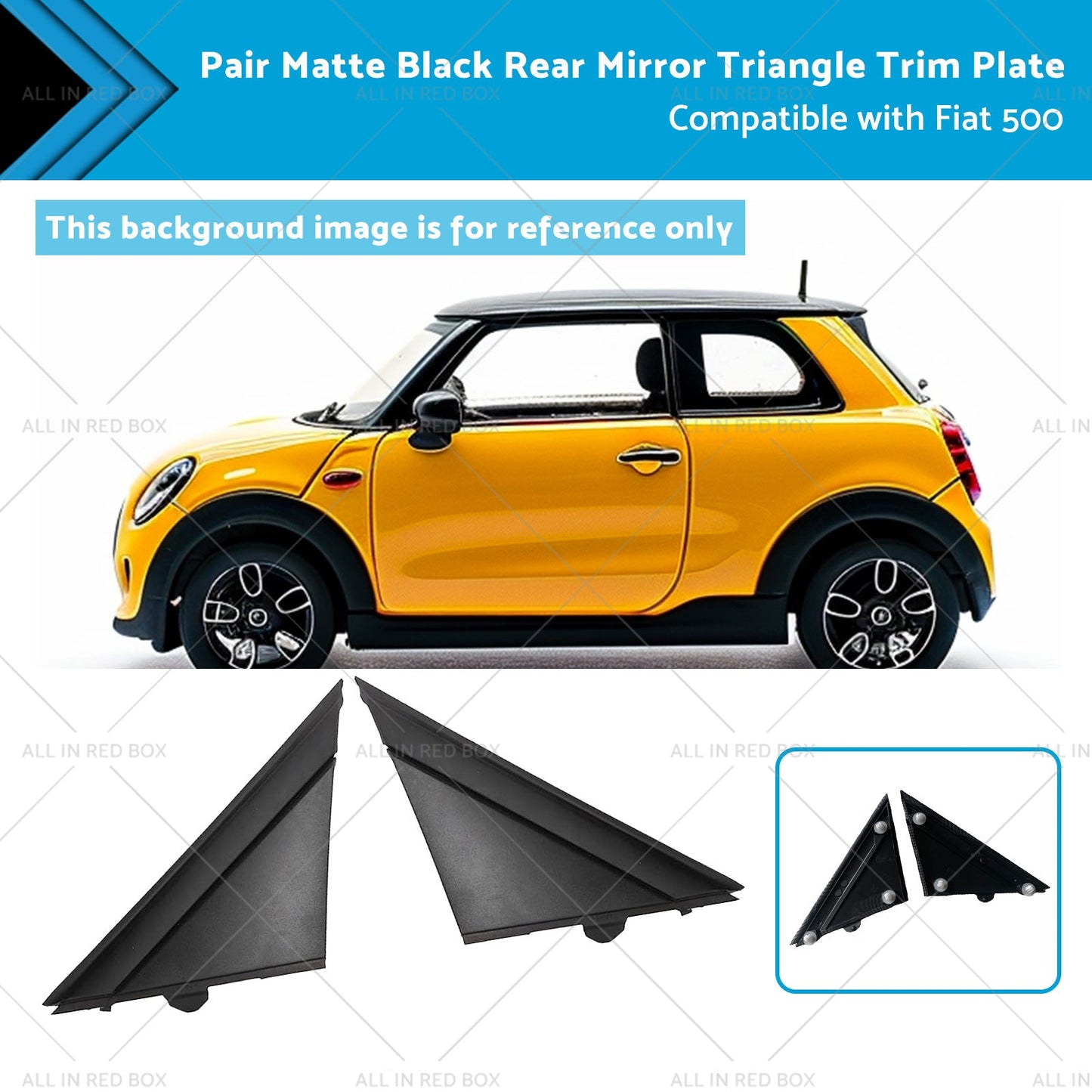 Matte Black Rear Mirror Triangle Trim Plate Suitable for 12-19 Fiat 500-0