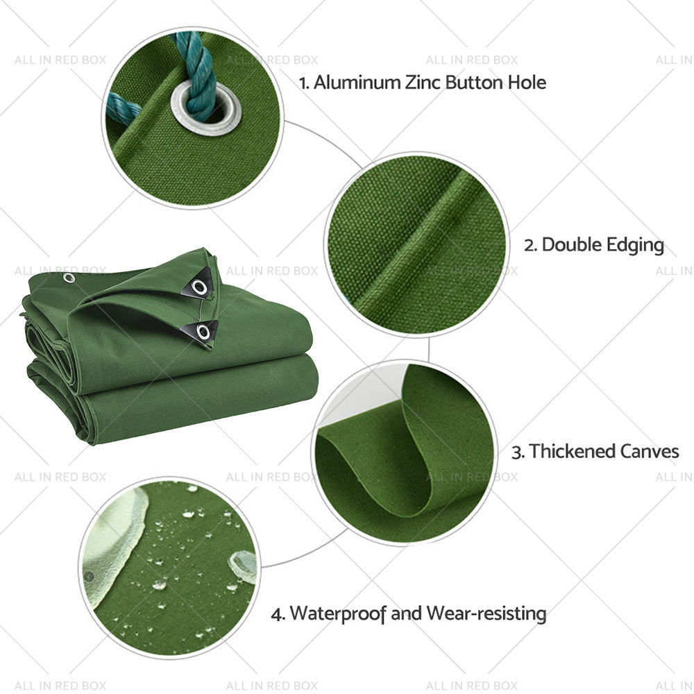3 Types Army Heavy Duty Canvas Tarp Tarpaulin Sun Blocked Waterproof Dustproof-3