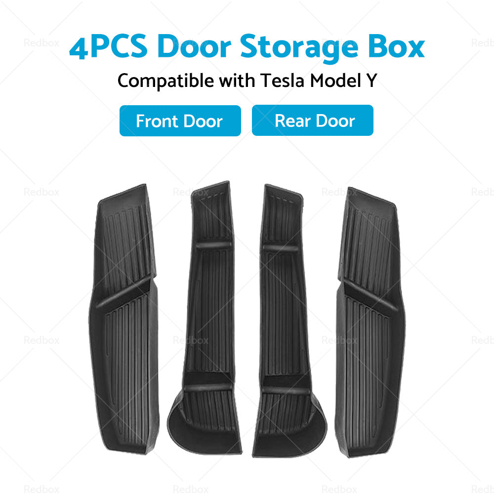 Suitable for Tesla Model Y 4PCS Front Rear Door Side Storage Box Tray Organizer-3