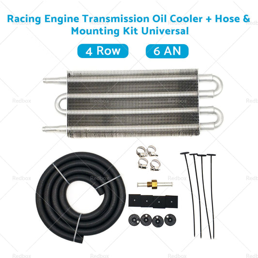 Universal 4 Row Transmission Oil Cooler Radiator Converter  Hose Mounting Kit-1