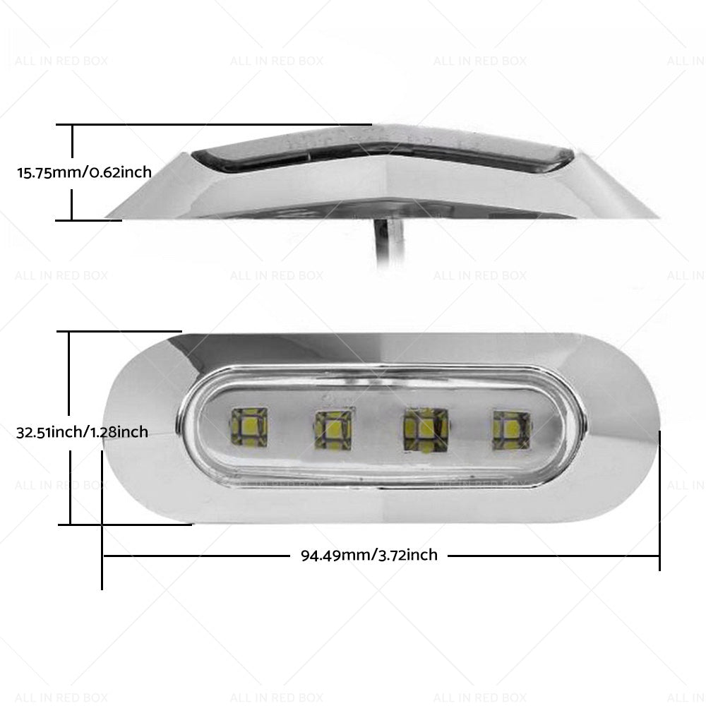 10X White 4 LED Side Marker Lamp Clearance Light Truck Trailer Lorry Chrome Lamp-2
