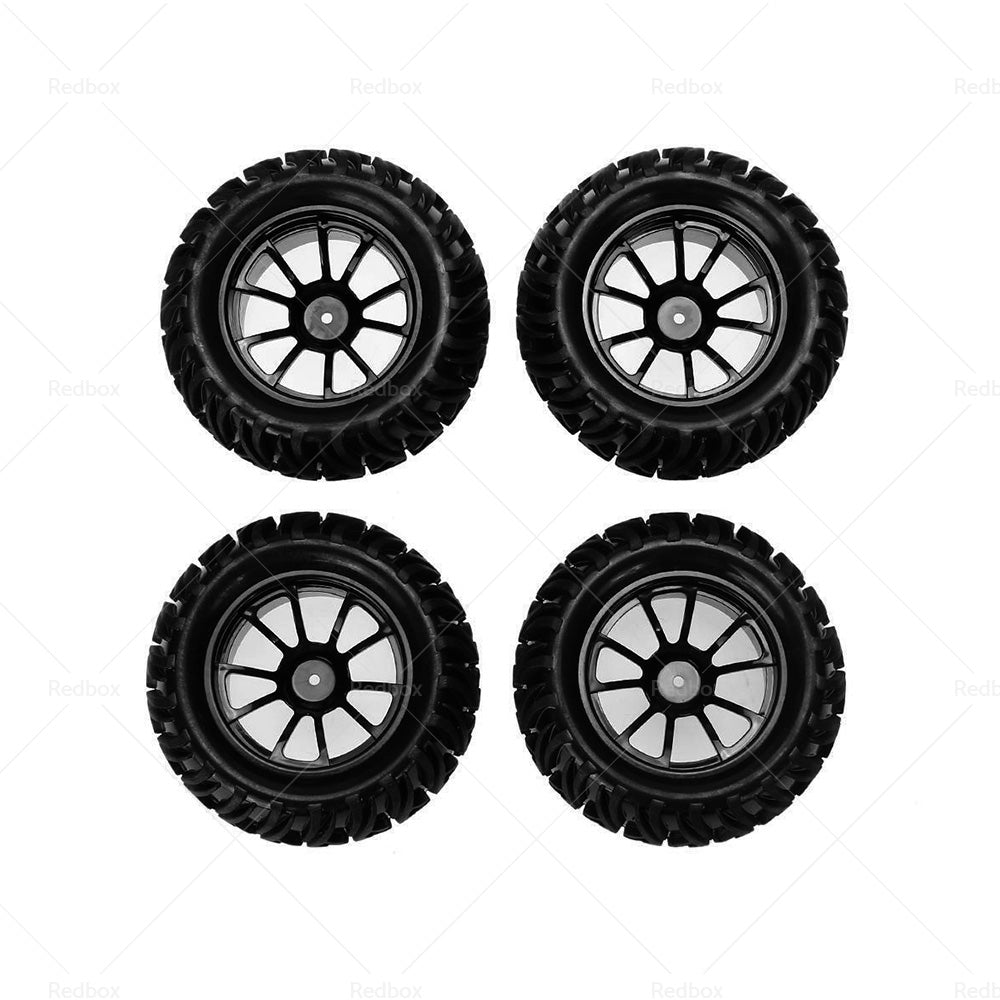 4x Wheel Rim  and  Tires Suitable For HSP 1 10 Monster Truck RC Car 12mm Hub-4