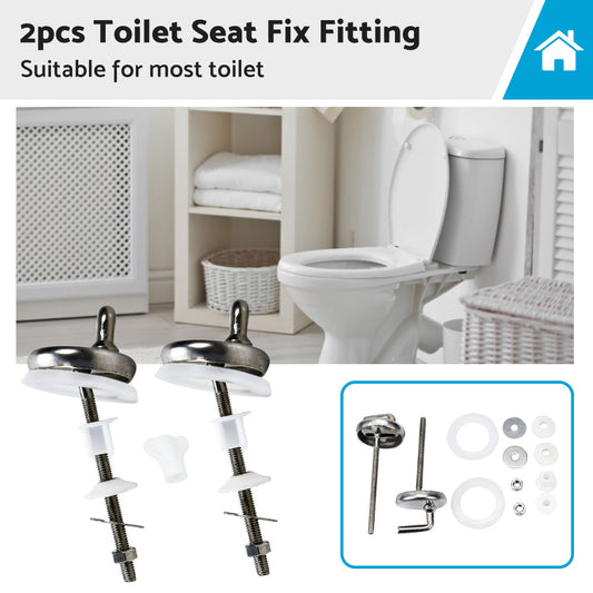 2PCS Toilet Seat Fix Fitting Stainless Back To Wall Replace Quick Release Hinges-0