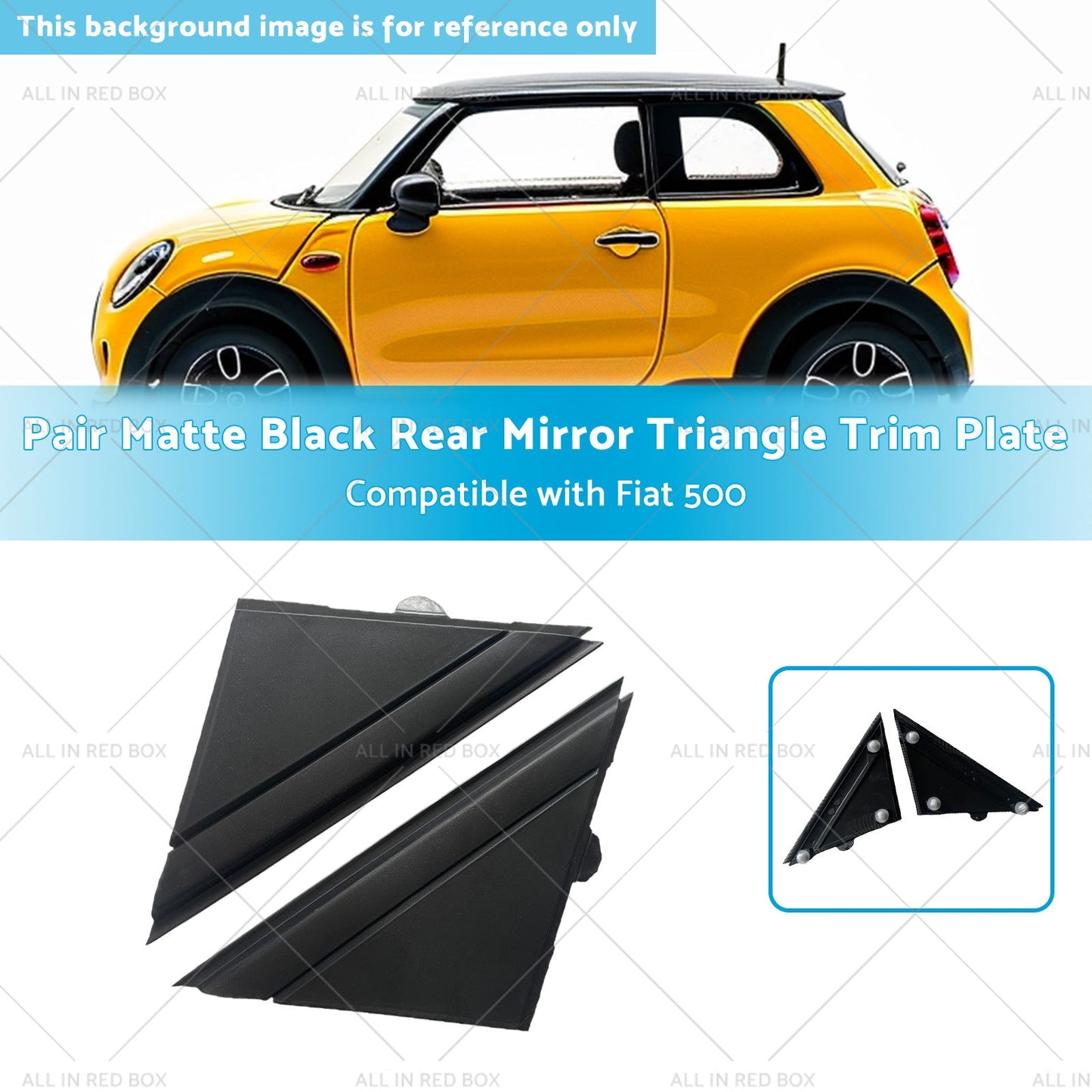 Matte Black Rear Mirror Triangle Trim Plate Suitable for 12-19 Fiat 500-2