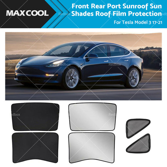 Front Rear Port Sunroof Sun Shades Roof Film Protection for Tesla Model 3 17-21-0