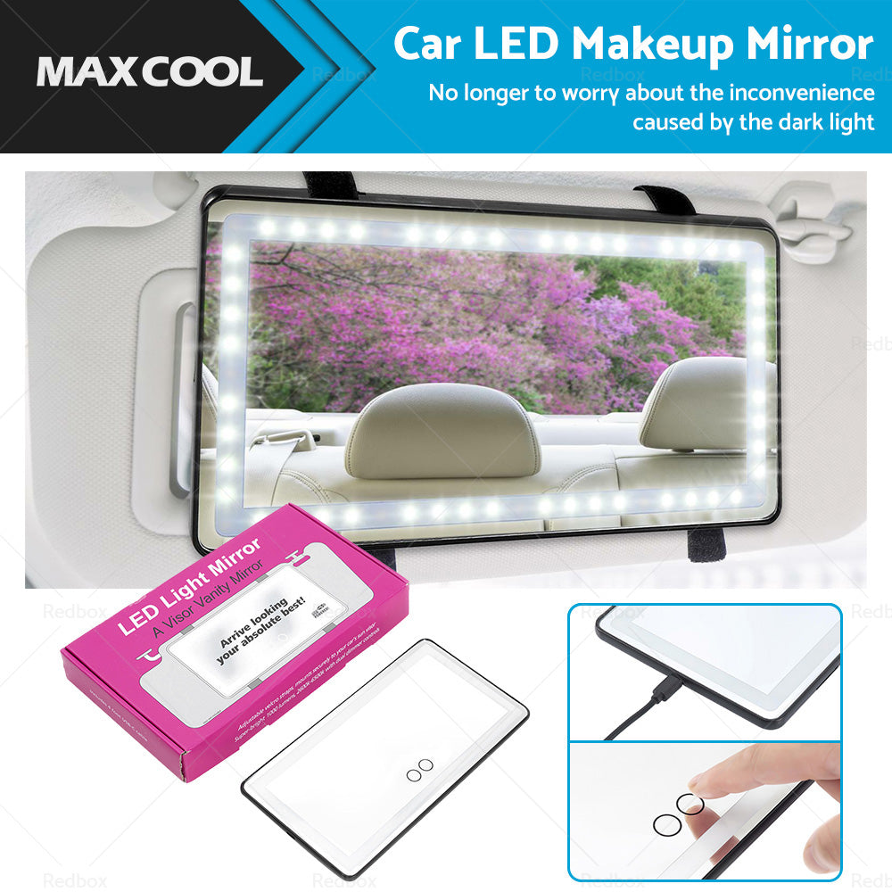 Car Sun Visor Makeup Cosmetic Mirror Set with 3 Type 60 LED Light Black 26x13cm-0
