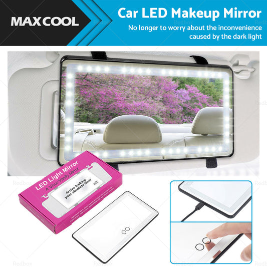 Car Sun Visor Makeup Cosmetic Mirror Set with 3 Type 60 LED Light Black 26x13cm-0