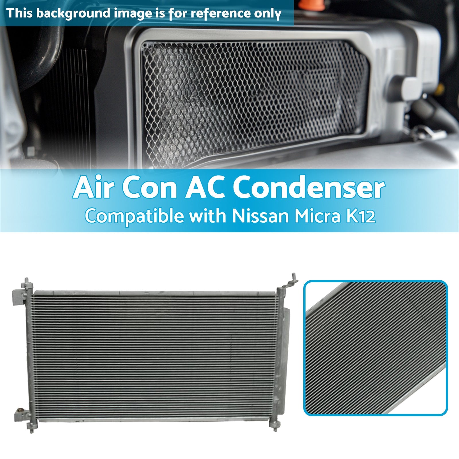 Air Con AC Condenser Suitable for Nissan Micra K12 07/2007-08/2010 650mm 16mm-2