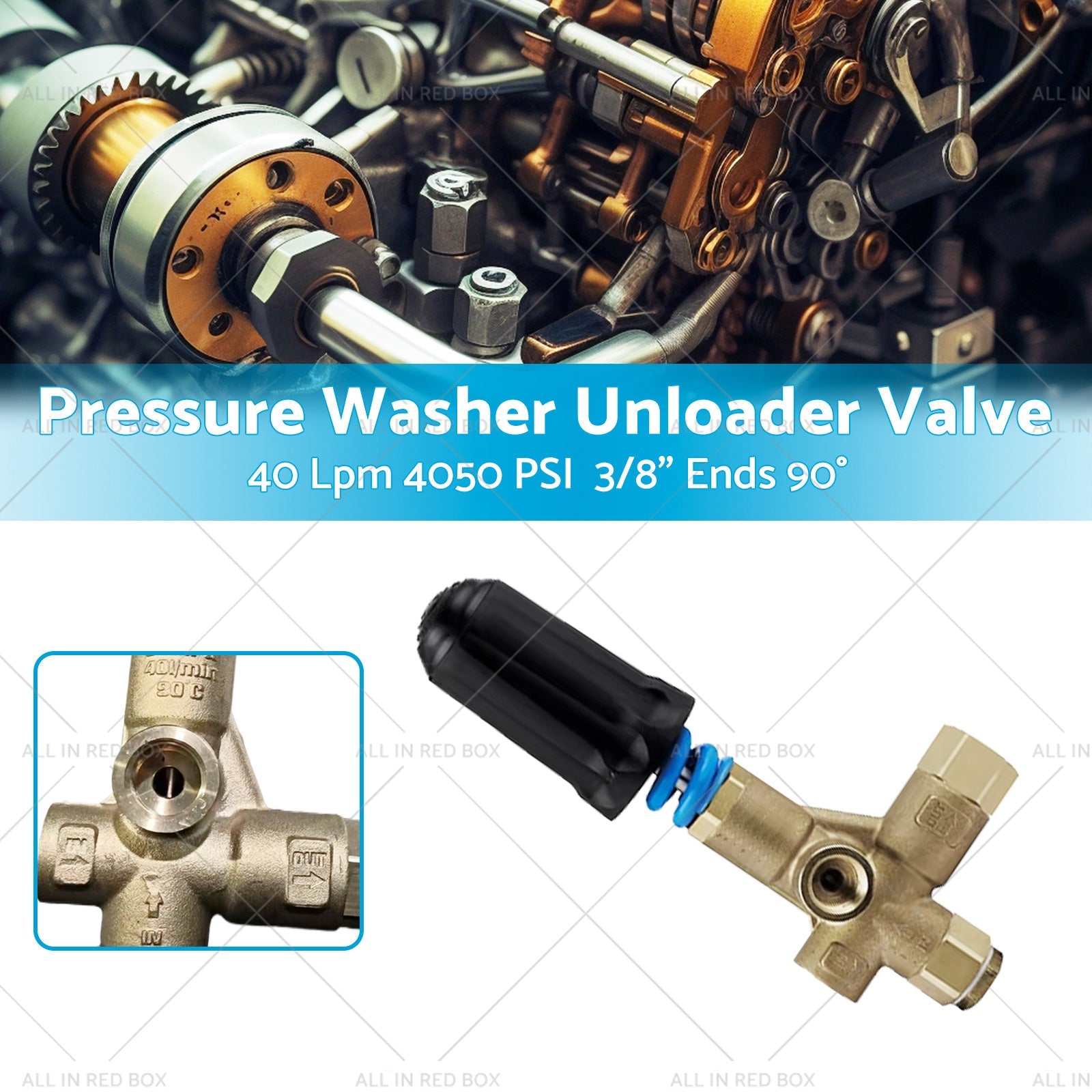 1PCS Pressure Washer Unloader Valve 40 Lpm 4050 PSI 3/8" Ends 90 degree-1