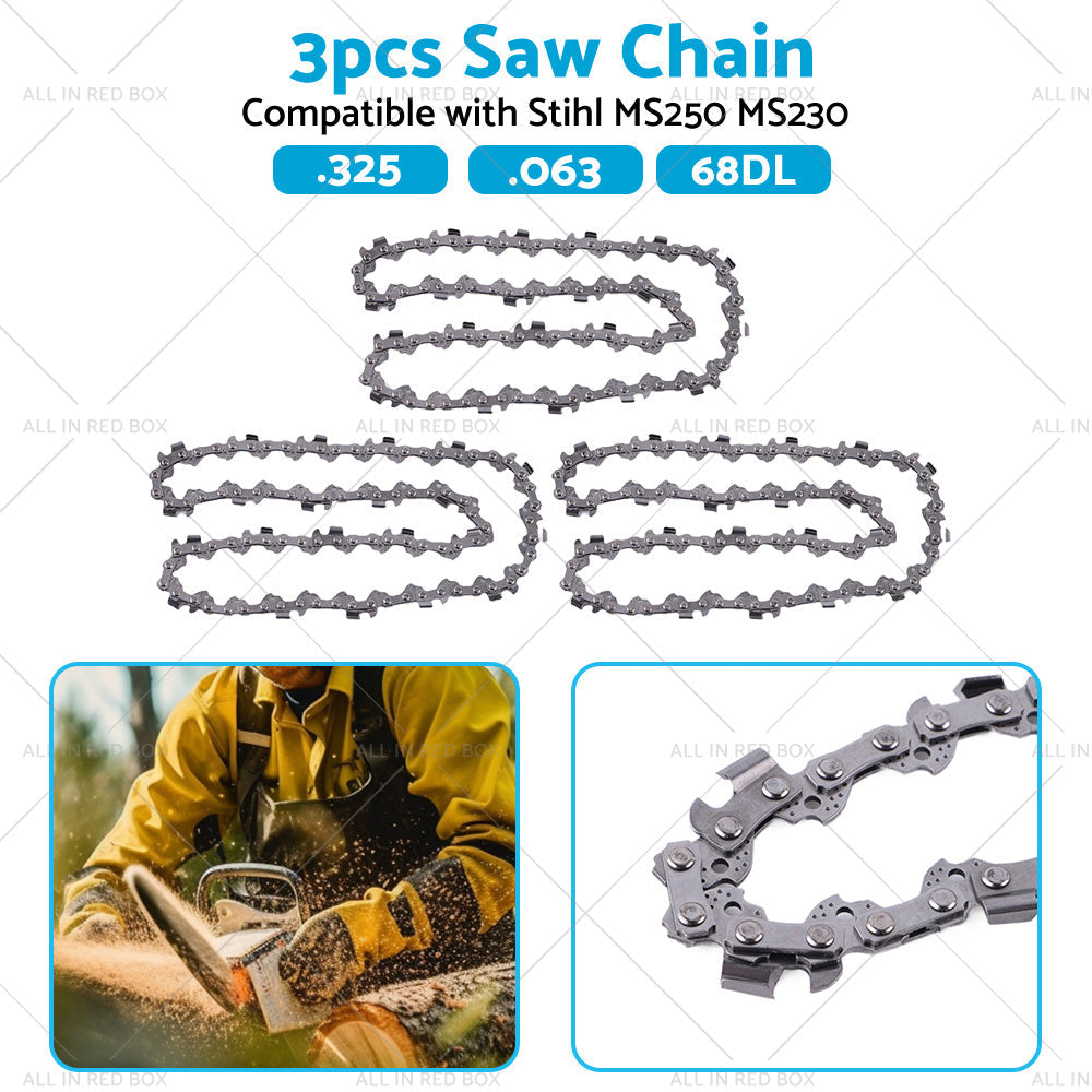 3PCS Chainsaw Chain. 325 063 68DL Suitable for Stihl 18inch MS250 MS251 MS230 MS231-3